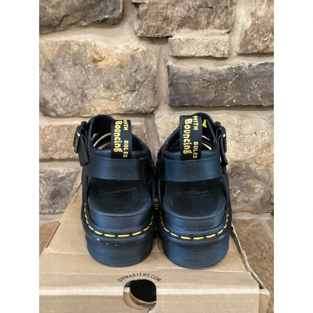 Dr. Martens Blaire Athena Black Leather Platform Gladiator Sandals  Womens 7 New